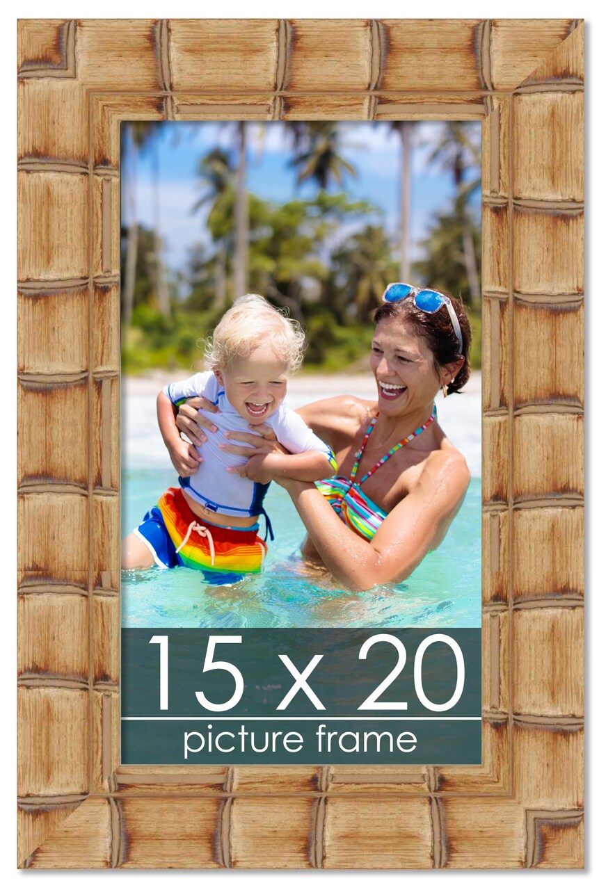 15x20 Wide Bamboo Picture Frame with UV-Resistant Acrylic & Acid Free Backing, Available in 4 Finishes - Brown, Black, Silver, and Natural